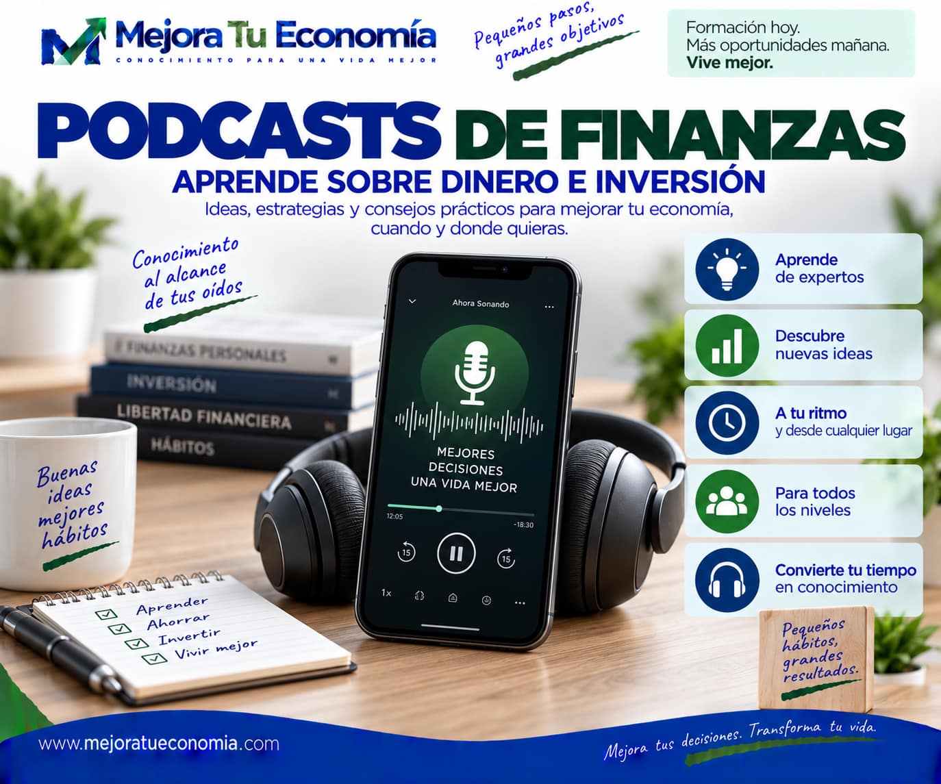 Selección de podcasts de finanzas para aprender sobre dinero, economía e inversión