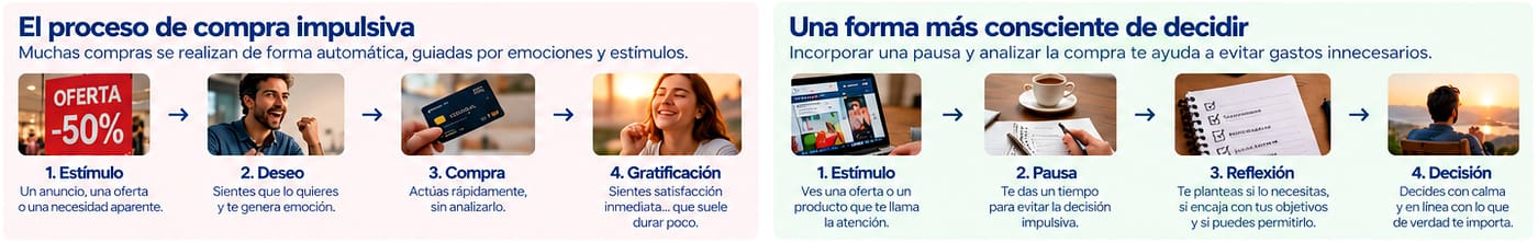 Comparación entre compra impulsiva y decisión consciente