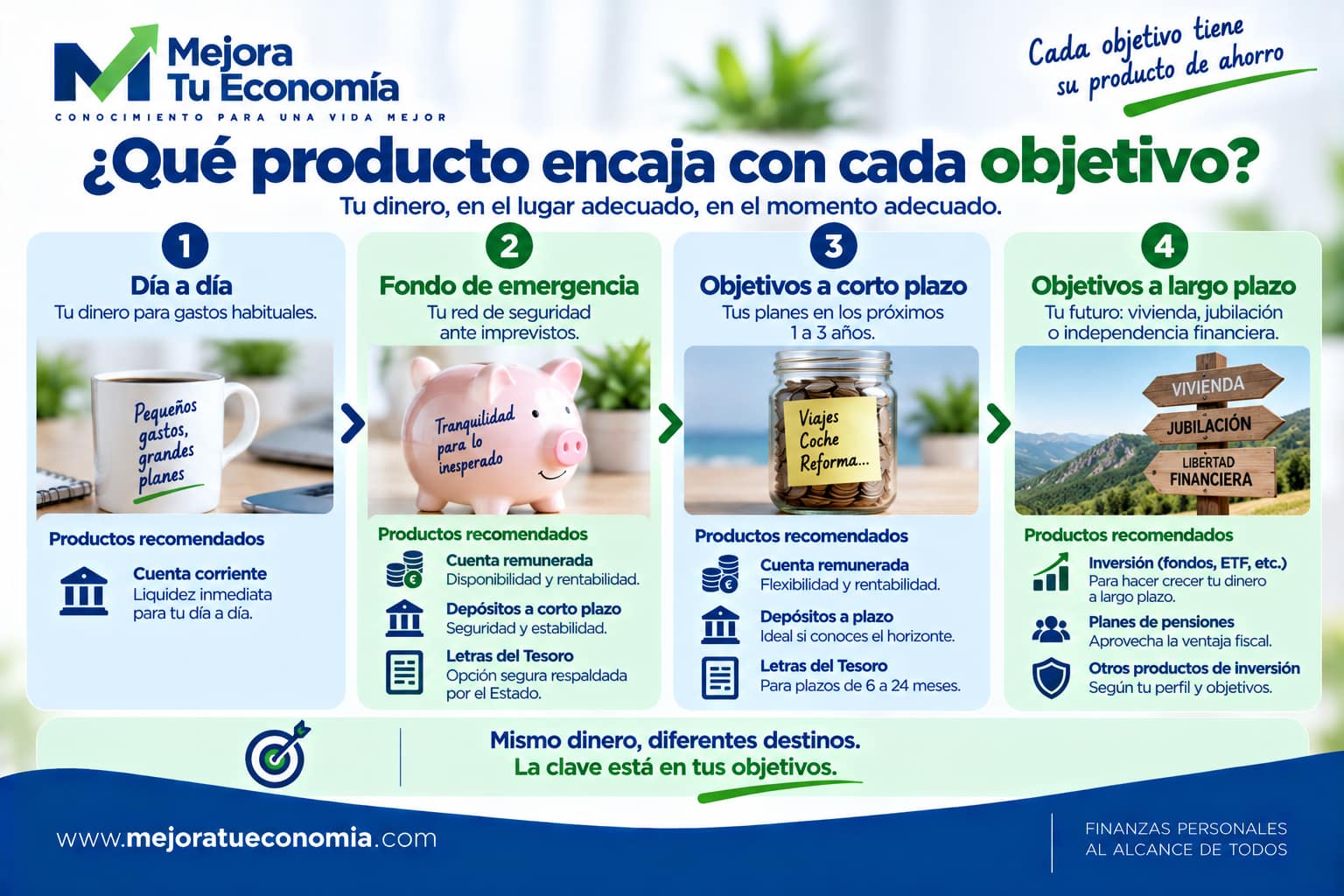 Qué producto financiero puede encajar según el objetivo y el plazo del dinero
