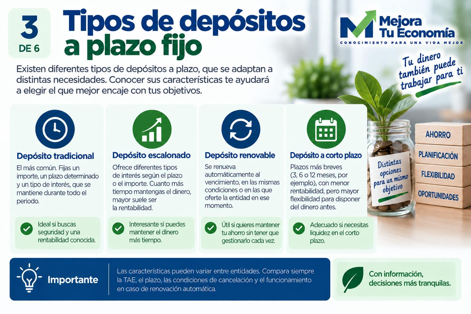 Tipos de depósitos a plazo y diferencias entre sus condiciones