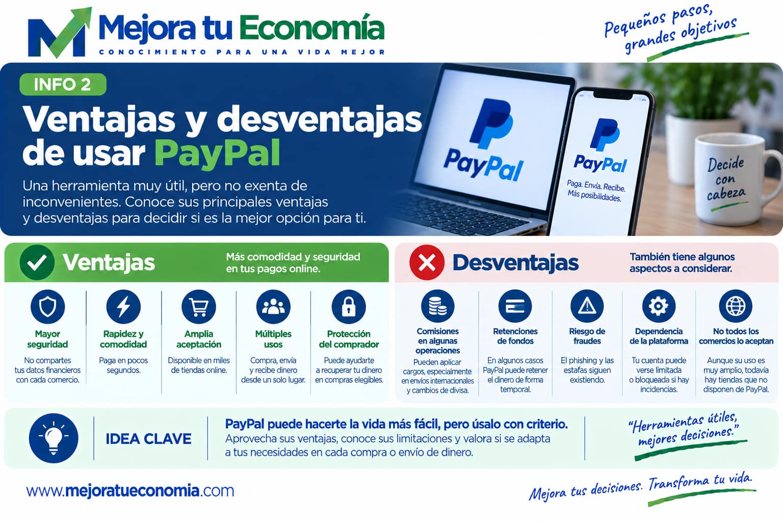 Ventajas y desventajas de usar PayPal