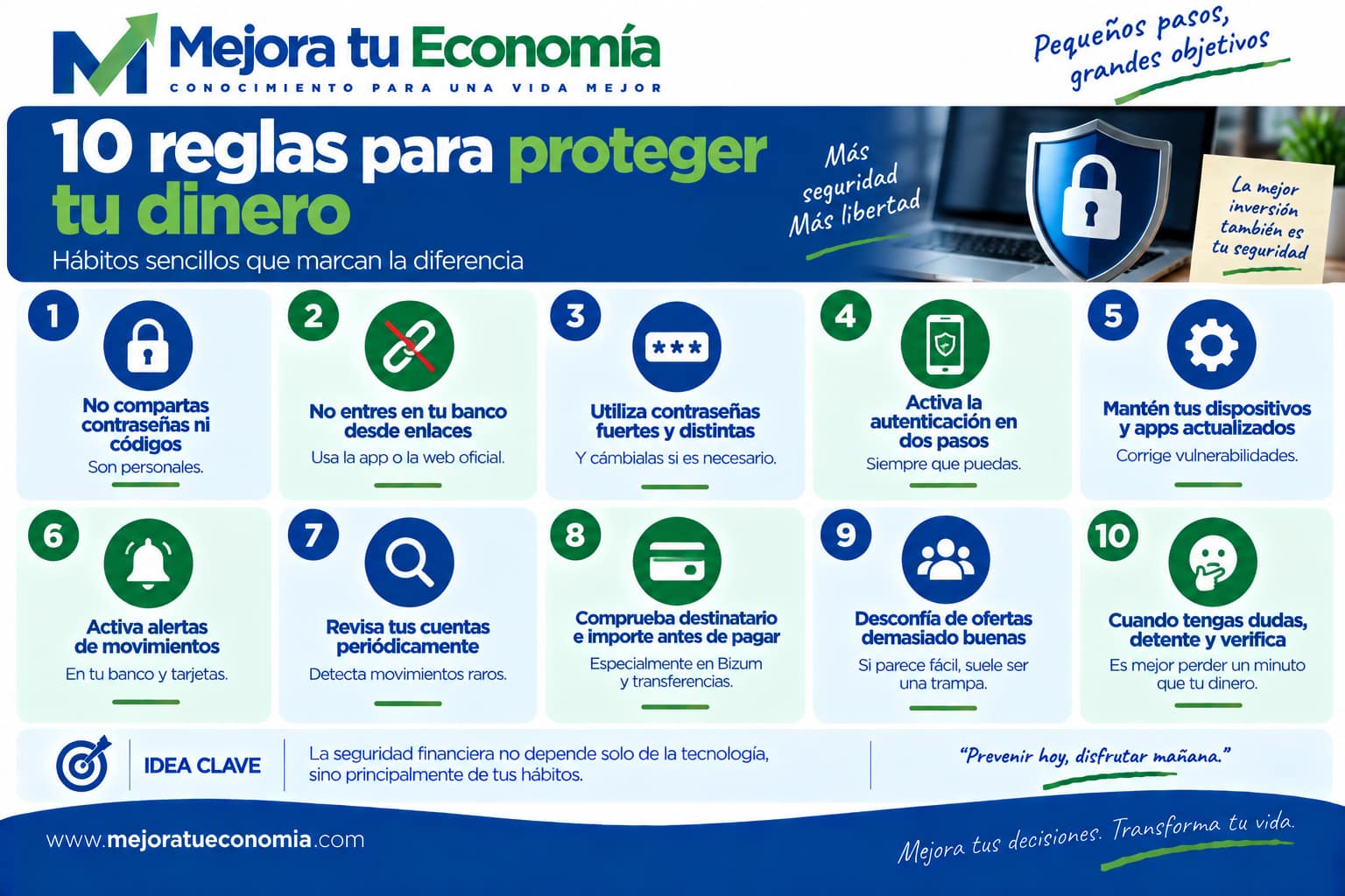Diez reglas para proteger tu dinero frente a fraudes digitales
