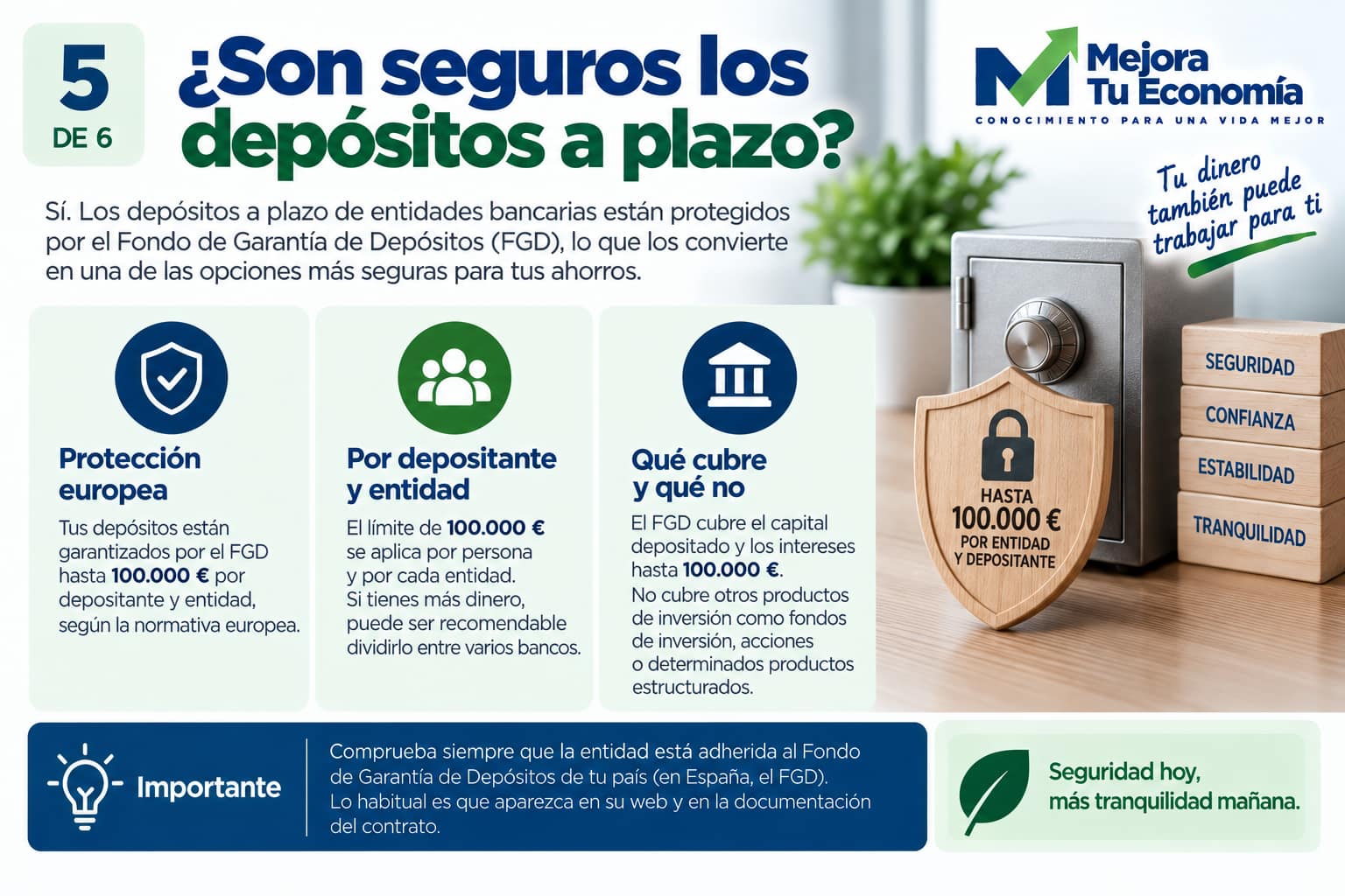 Protección y garantía de los depósitos a plazo hasta los límites aplicables