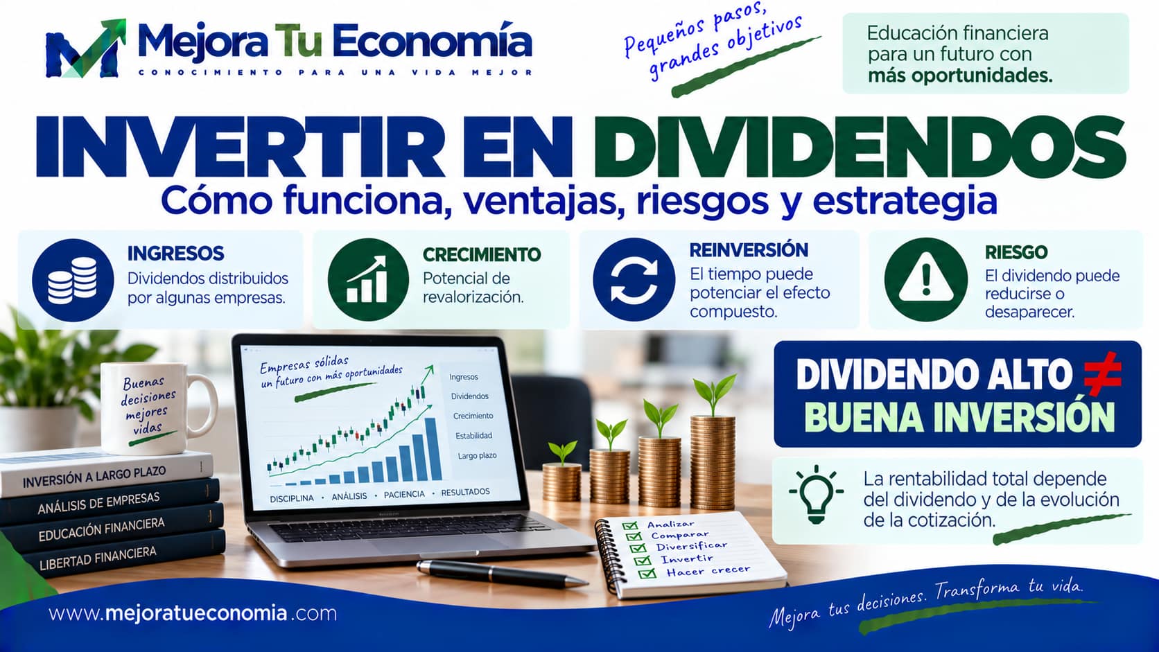 Invertir en dividendos: funcionamiento, ventajas, riesgos y estrategia