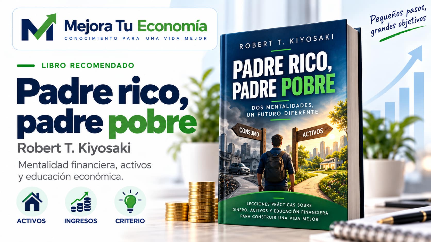 Carátula propia de Mejora Tu Economía de Padre rico, padre pobre