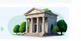 Ilustración de un banco para continuar con productos bancarios