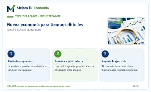 Infografia de tres claves de Buena economía para tiempos difíciles - Mejora Tu Economia