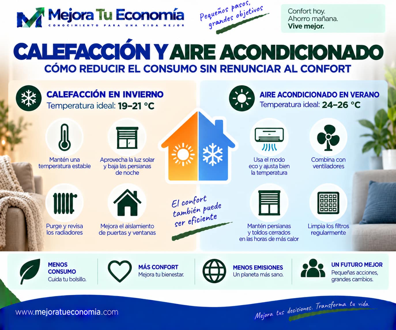 Consejos para reducir el consumo de calefacción y aire acondicionado