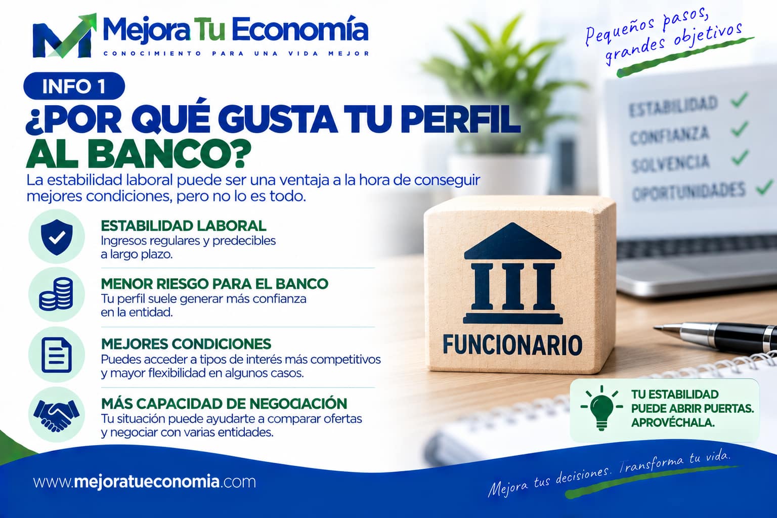 Por qué un perfil de funcionario puede resultar atractivo para un banco